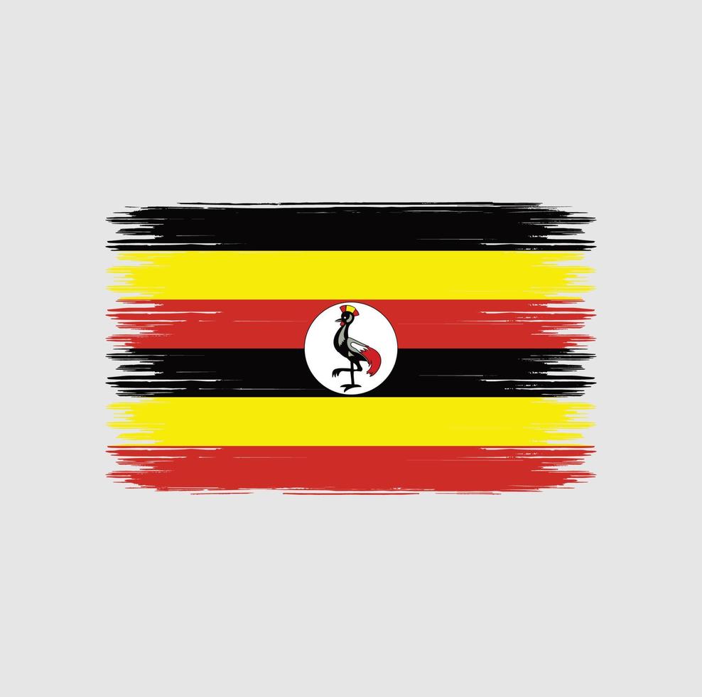 coups de pinceau du drapeau de l'ouganda. drapeau national vecteur