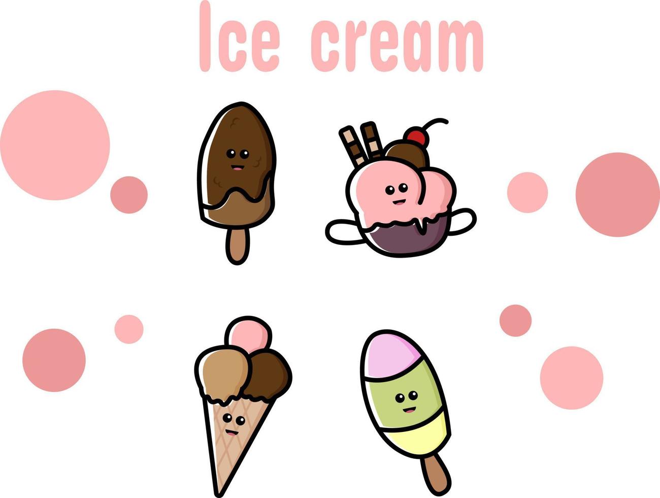 glace. différents types de crème glacée avec beaucoup de saveur. convient aux livres pour enfants, aux supports éducatifs, etc. vecteur