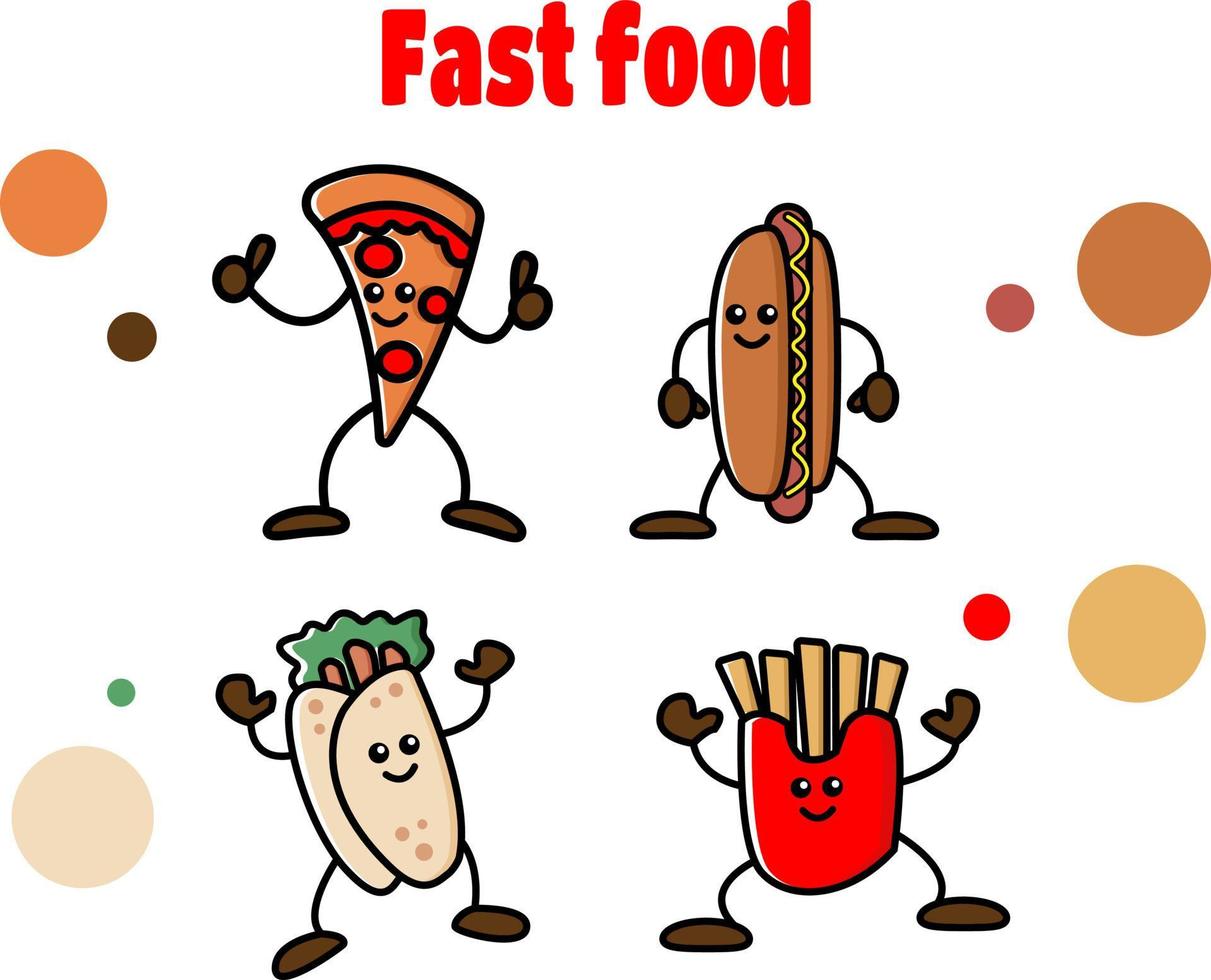Fast food. divers types de malbouffe. adapté aux médias éducatifs, promotion, t-shirt, ect. vecteur