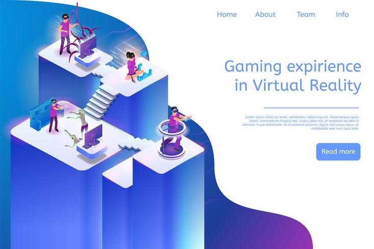 Expérience de jeu de bannière en réalité virtuelle vecteur