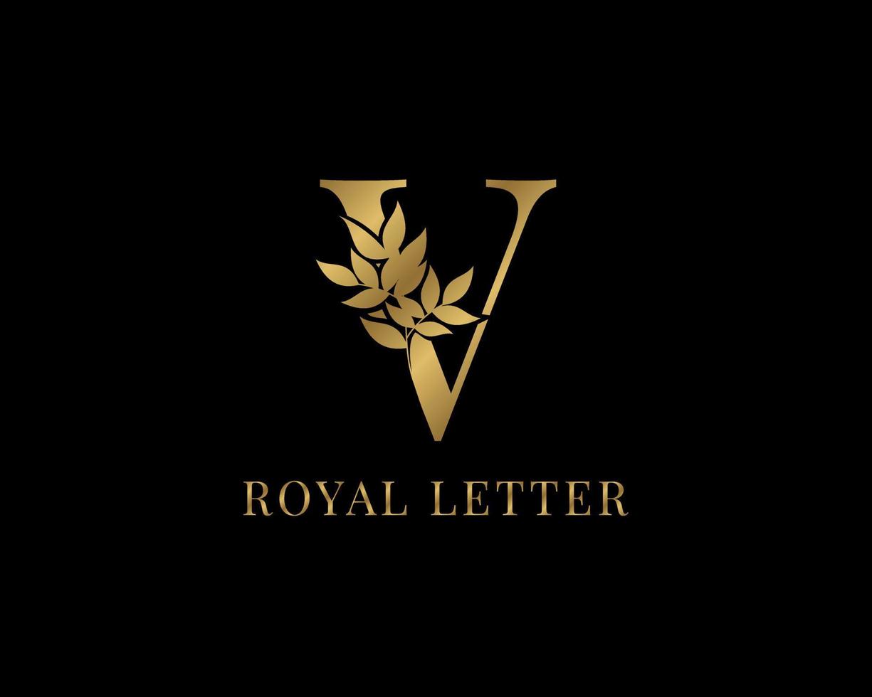 lettre royale dorée vintage décorative de luxe v vecteur