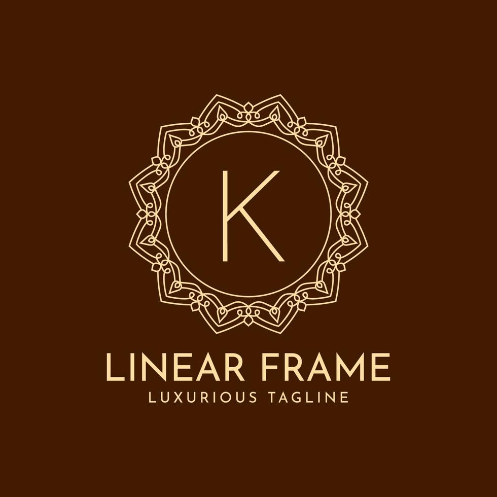 lettre k cadre de cercle minimaliste décoration de luxe linéaire création de logo vectoriel