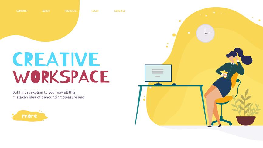 Page d&#39;atterrissage de Creative Office Workplace vecteur