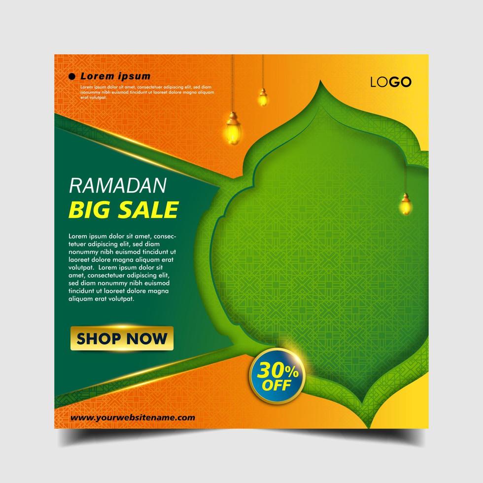 modèle de médias sociaux de vente de ramadan. super vente ramadan, méga vente et grande vente vecteur