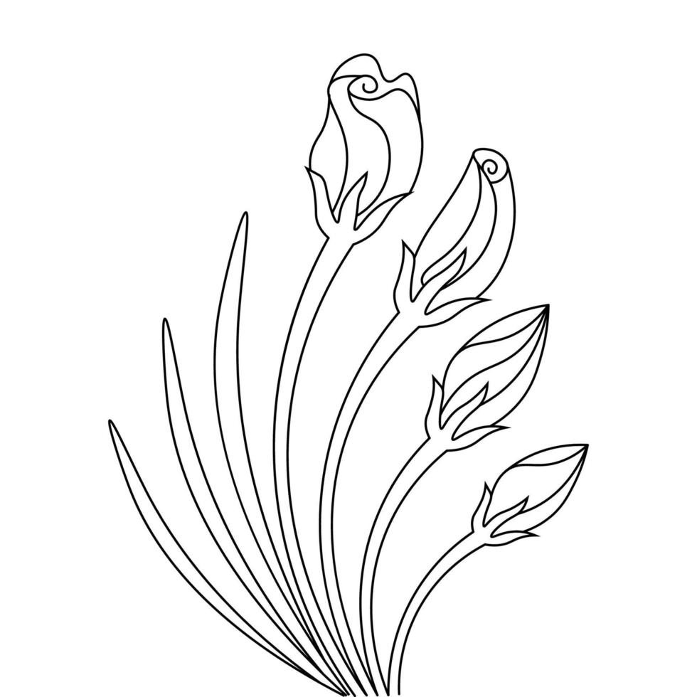 Page de coloriage de bourgeon de fleur d'hibiscus pour la conception d'art de ligne de livre vecteur