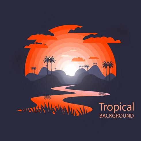 Paysage tropical chaud vecteur