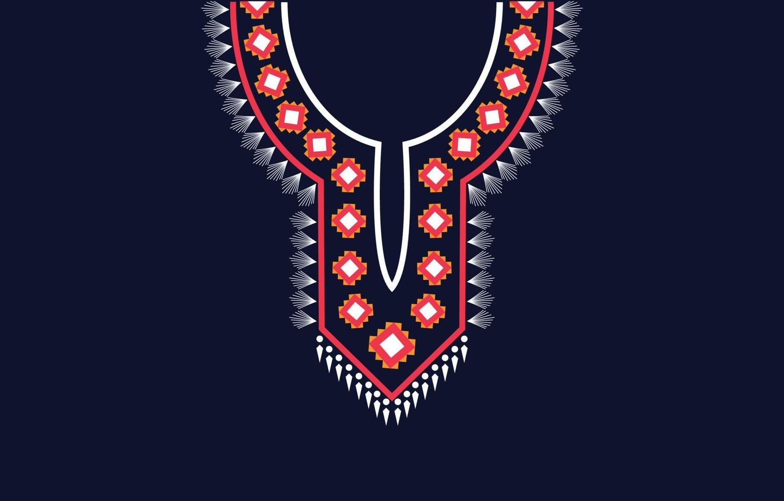 broderie ethnique au cou formes géométriques motifs ethniques motifs de broderie au cou pour les arrière-plans ou le papier peint et les vêtements pour la mode vecteur
