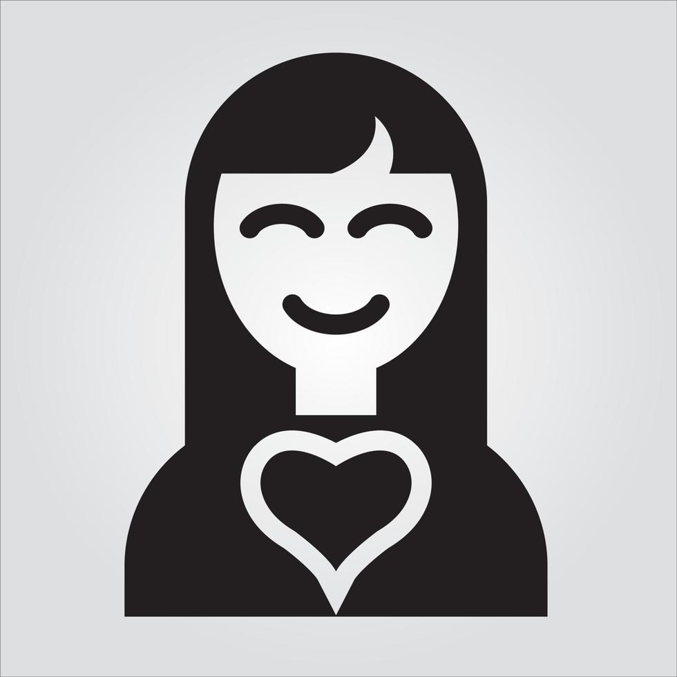 femme souriante isolée avec icône de glyphe d'amour graphiques vectoriels évolutifs illimités vecteur