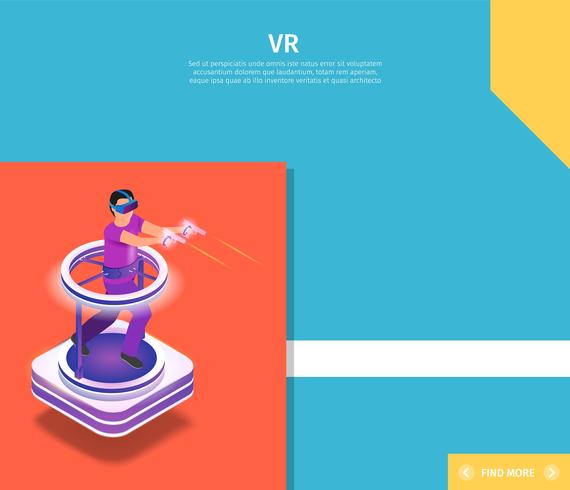 Homme jouant au jeu vidéo VR vecteur