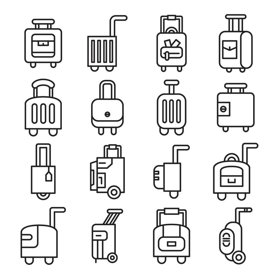 illustration de jeu d'icônes de sac à bagages vecteur