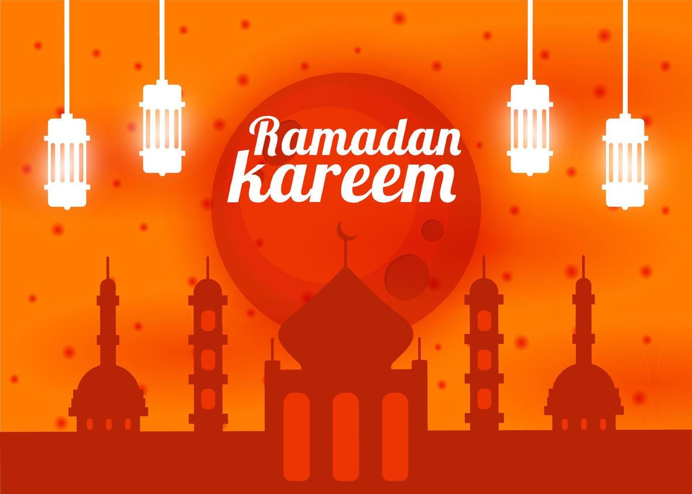 illustration de ramadan kareem plat avec conception de vecteur de mosquée eps10 idéal pour carte de voeux, affiche ou à toute autre fin liée au ramadan kareem plat