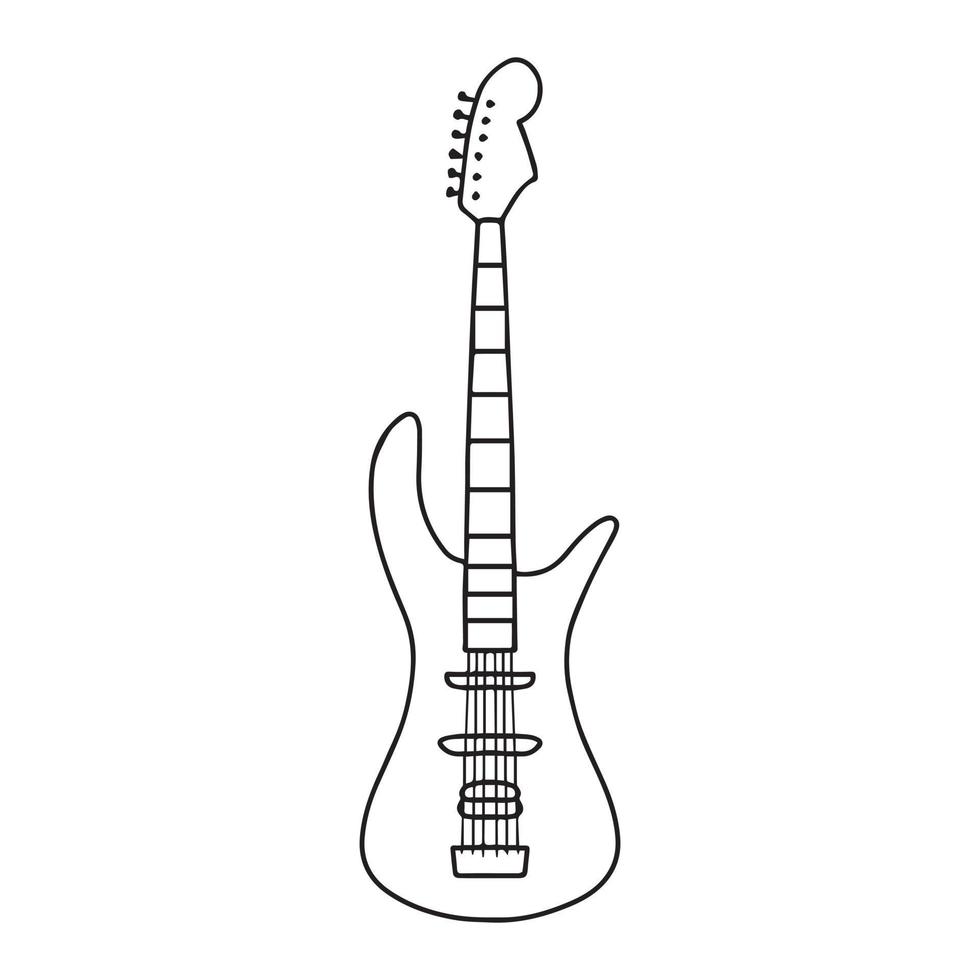 guitare électrique sur fond blanc. illustration vectorielle dans un style doodle. instrument de musique. vecteur