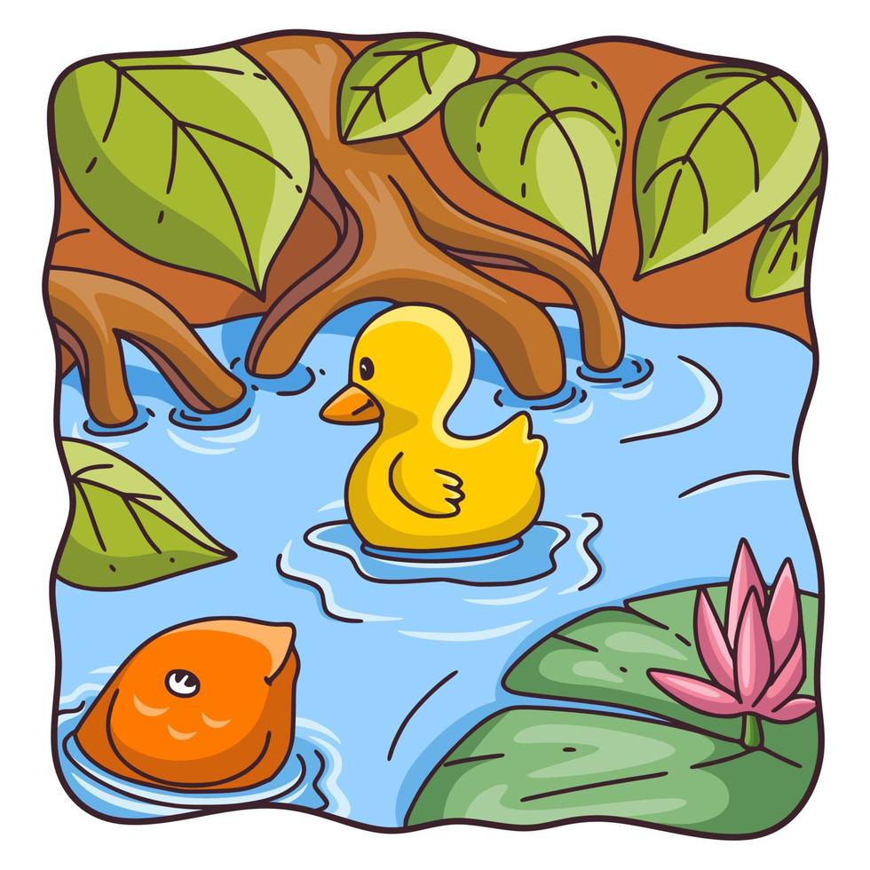 canard de natation illustration de dessin animé vecteur