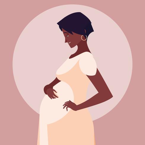 femme afro-américaine enceinte vecteur