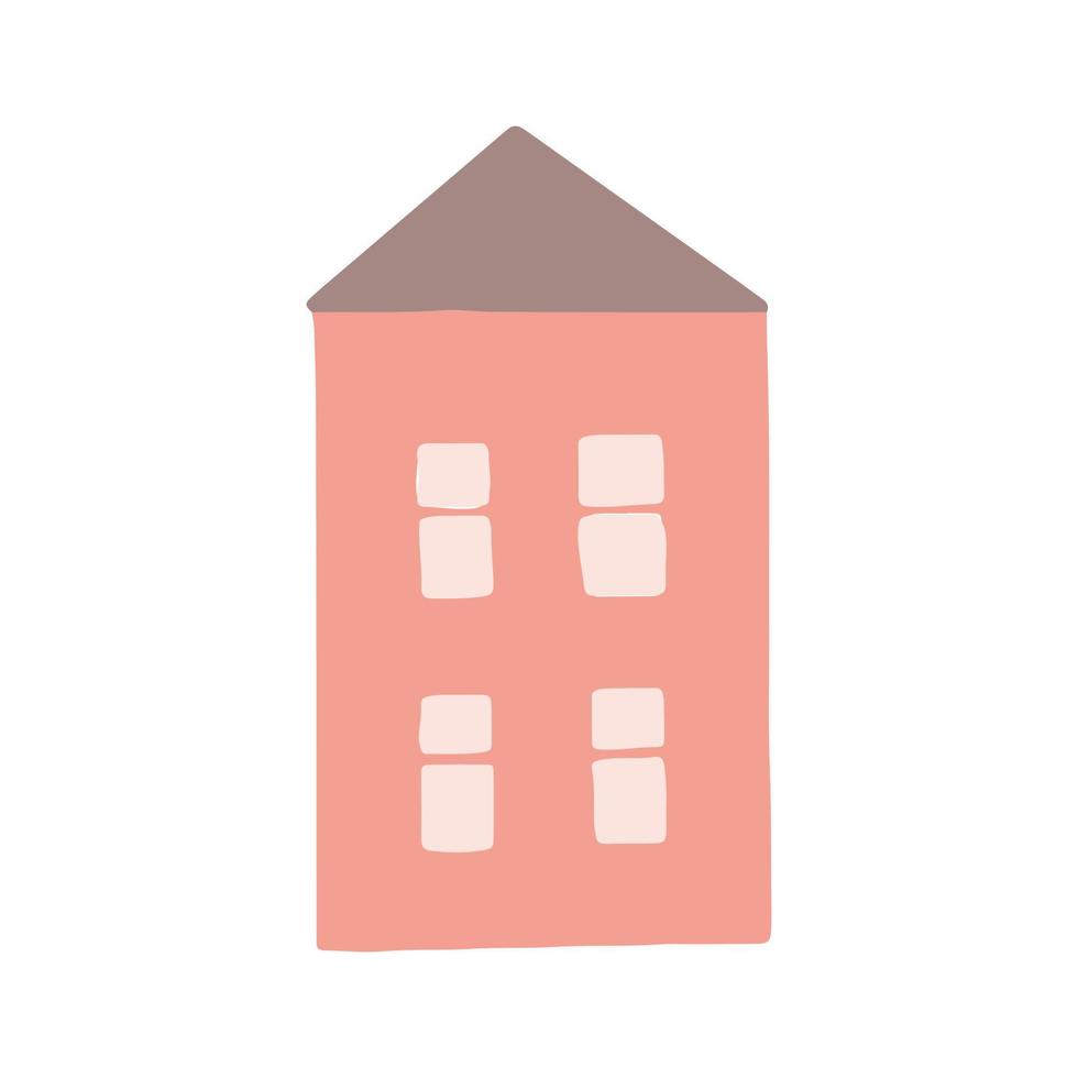 maison doodle dessiné à la main,. décor, icône. bâtiment de carte d'affiche d'autocollant de minimalisme scandinave vecteur