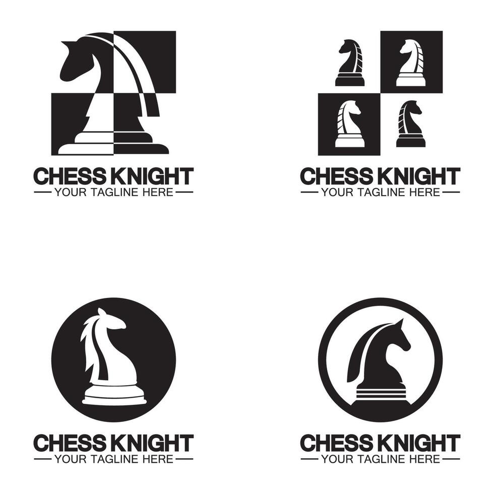 modèle vectoriel de conception de logo de silhouette de cheval de chevalier d'échecs noir