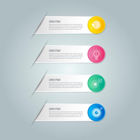 concept d&#39;entreprise de conception infographique avec 4 options, pièces ou processus. vecteur