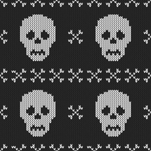 Texture de tricot sans couture avec crâne et os vecteur
