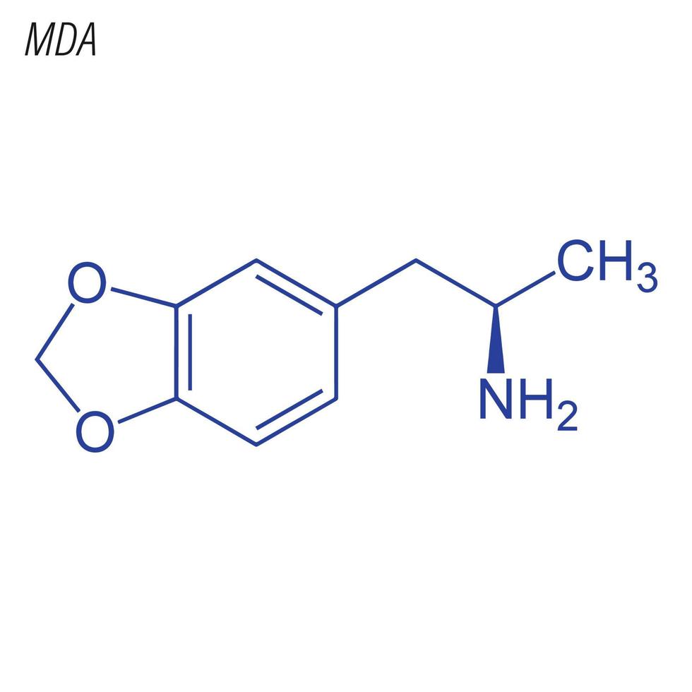 formule squelettique vectorielle de mda. molécule chimique du médicament. vecteur