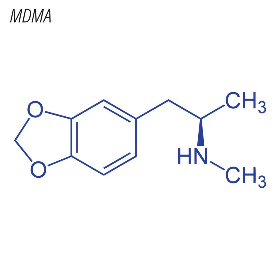 formule squelettique vectorielle de mdma. molécule chimique du médicament. vecteur