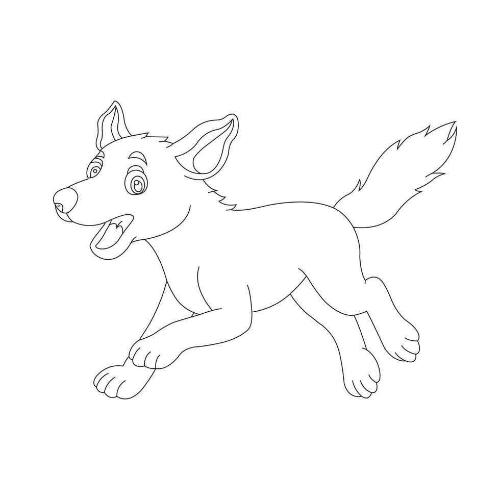 Page de coloriage de contour de chien mignon chiot pour les enfants coloriage d'animaux vecteur