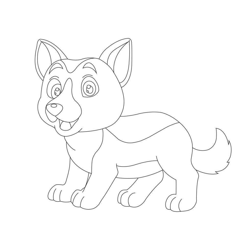 Page de coloriage de contour de chien mignon chiot pour les enfants coloriage d'animaux vecteur