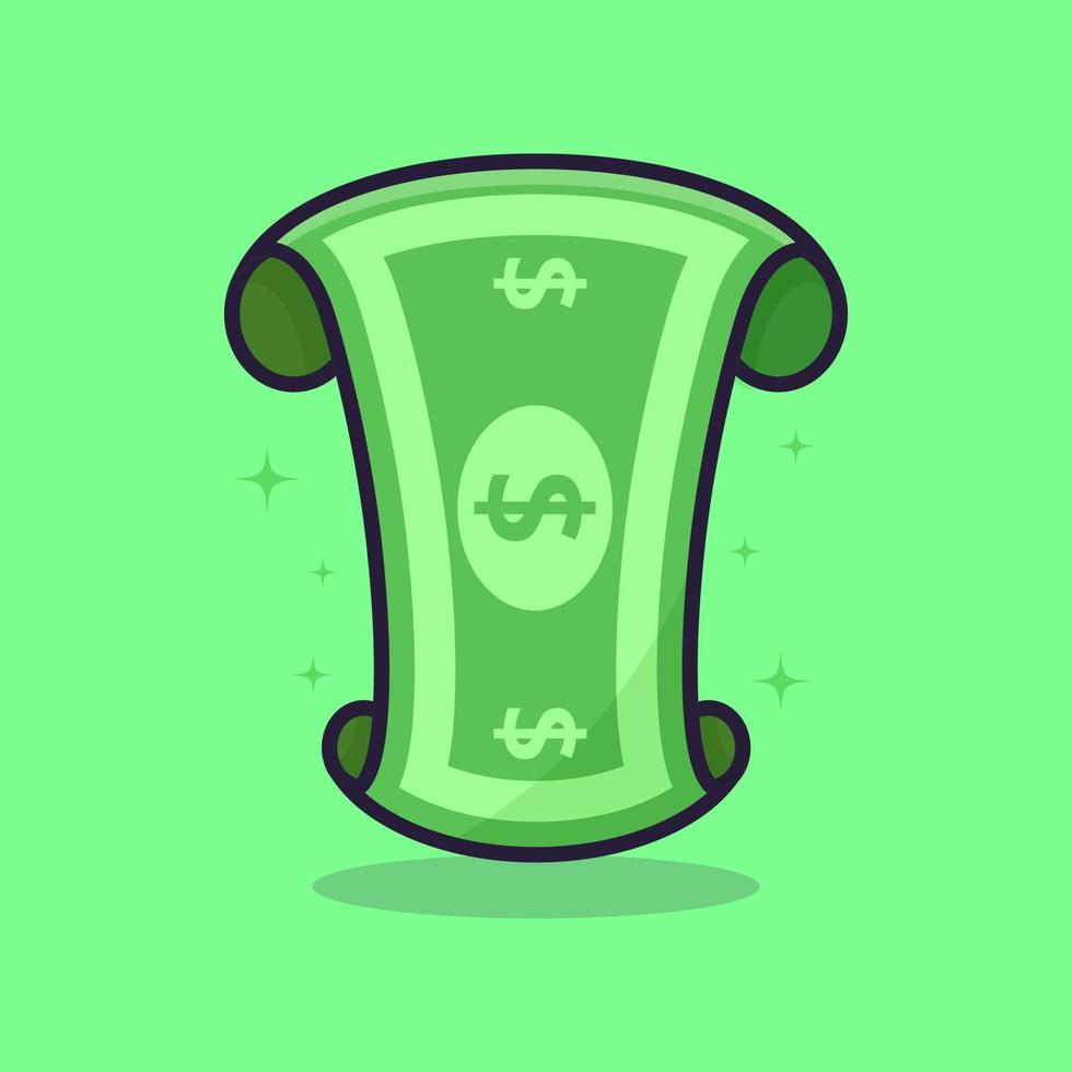 icône de billet d'un dollar, icône plate en style cartoon vecteur
