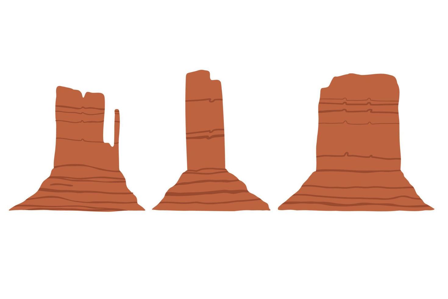 canyons occidentaux dessinés à la main dans un style plat. ouest sauvage. paysage. illustration vectorielle isolée sur fond blanc vecteur