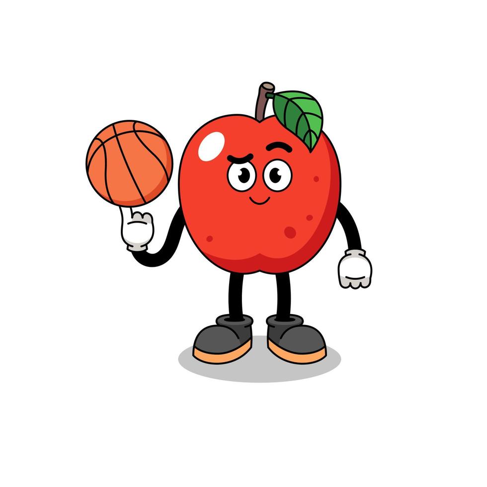 illustration de pomme en tant que joueur de basket vecteur