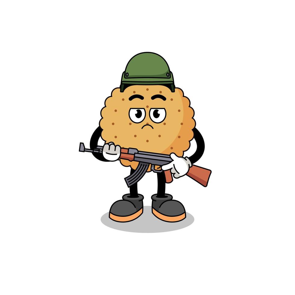 caricature de soldat rond en biscuit vecteur