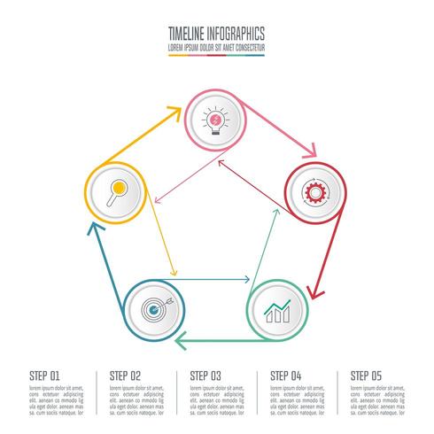 concept d&#39;entreprise de conception infographique avec 5 options. vecteur