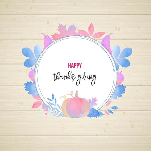 Design de cadre Thanksgiving Style Aquarelle vecteur