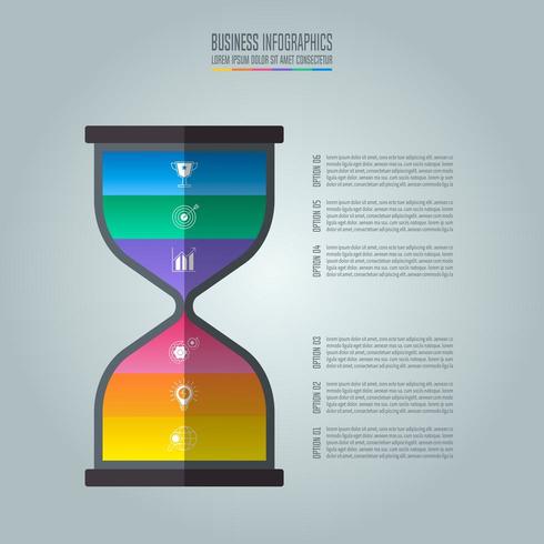 concept d&#39;entreprise de conception infographique avec 6 options, pièces ou processus. vecteur