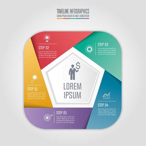 concept d&#39;entreprise infographique avec 5 options. vecteur