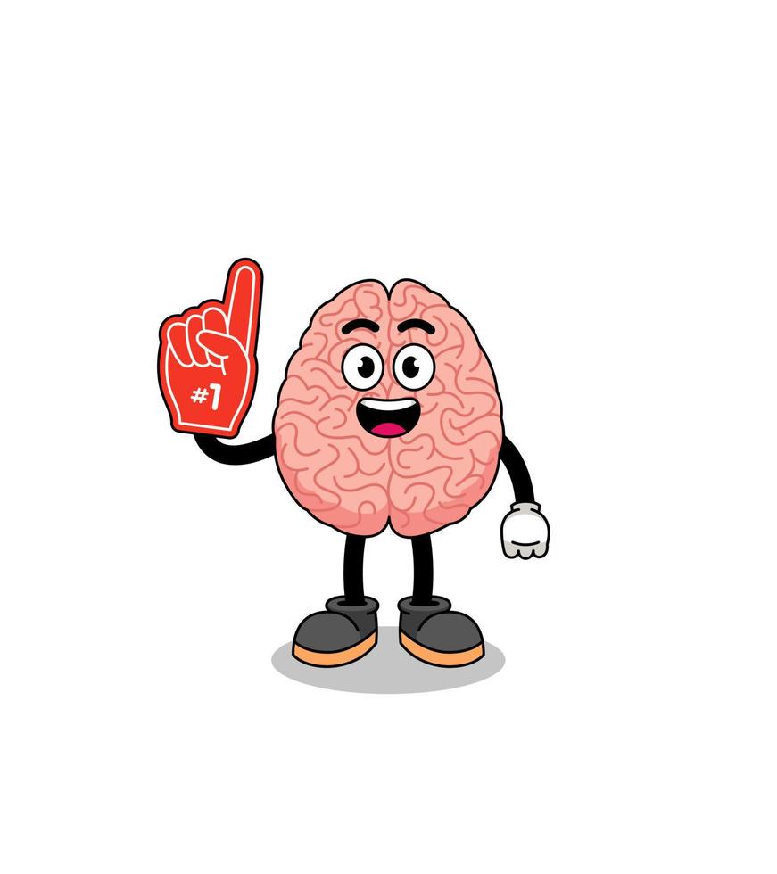 mascotte de dessin animé des fans du cerveau numéro 1 vecteur