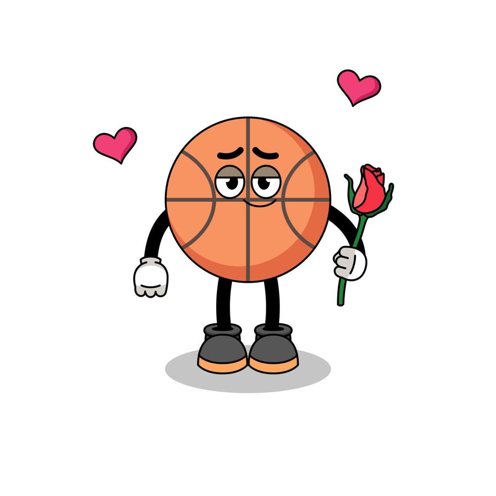 mascotte de basket tomber amoureux vecteur