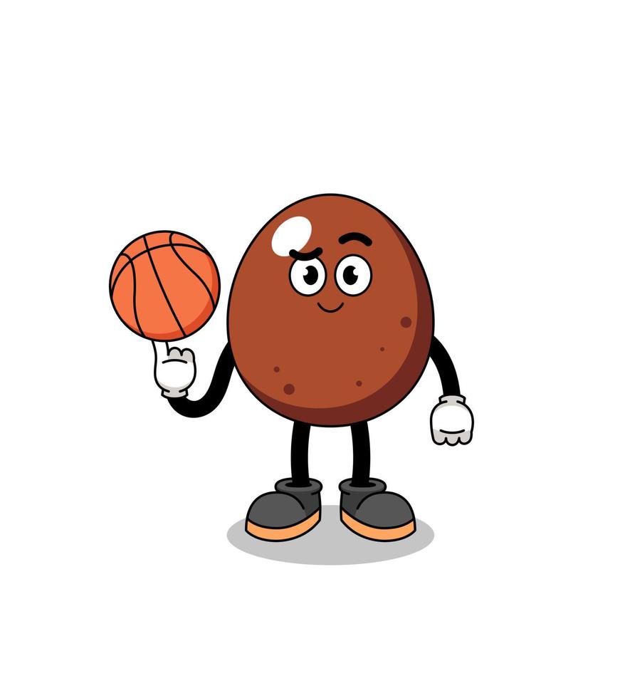 illustration d'oeuf en chocolat en tant que joueur de basket vecteur