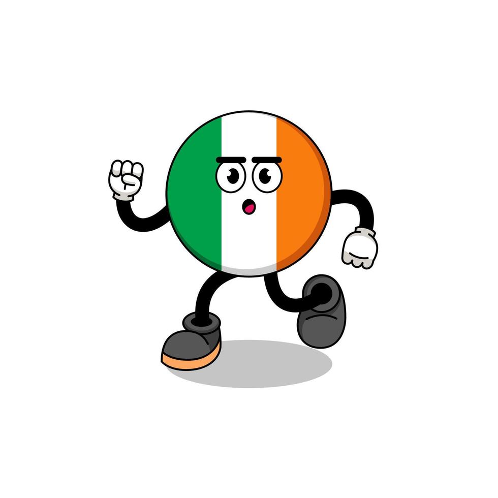 illustration de la mascotte du drapeau de l'irlande en cours d'exécution vecteur