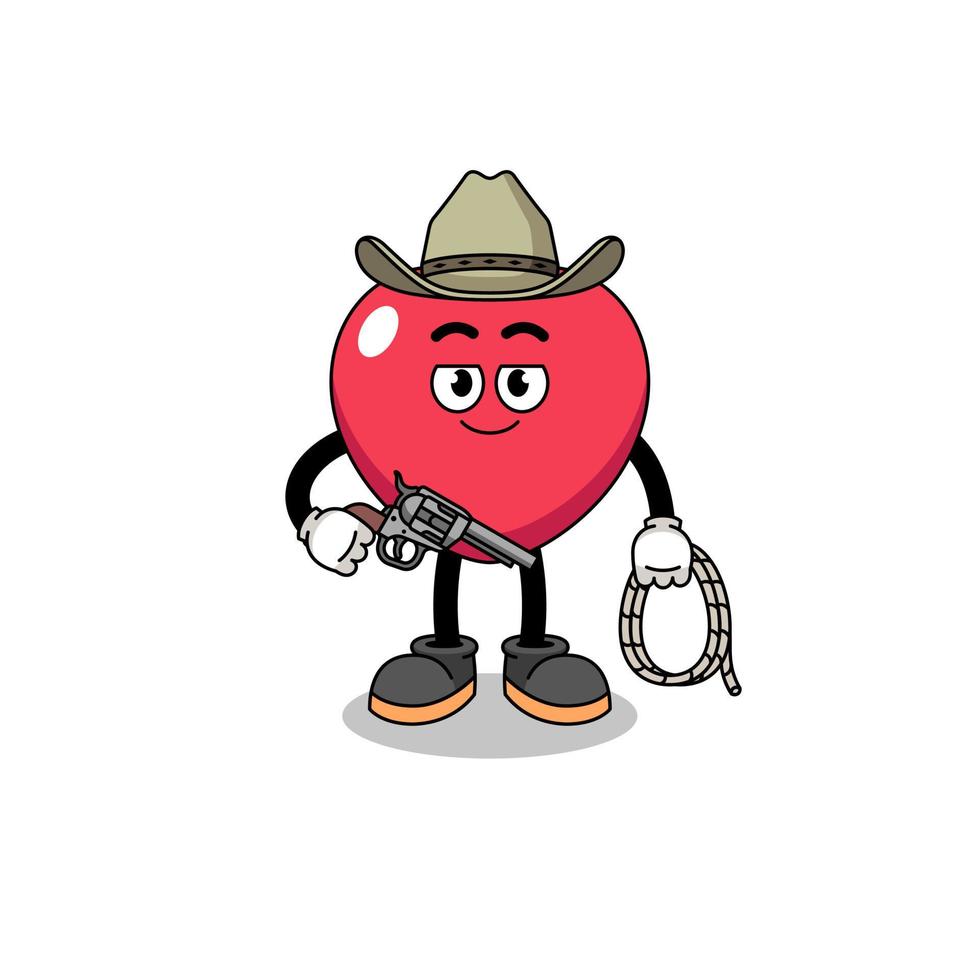 mascotte de personnage d'amour en tant que cow-boy vecteur