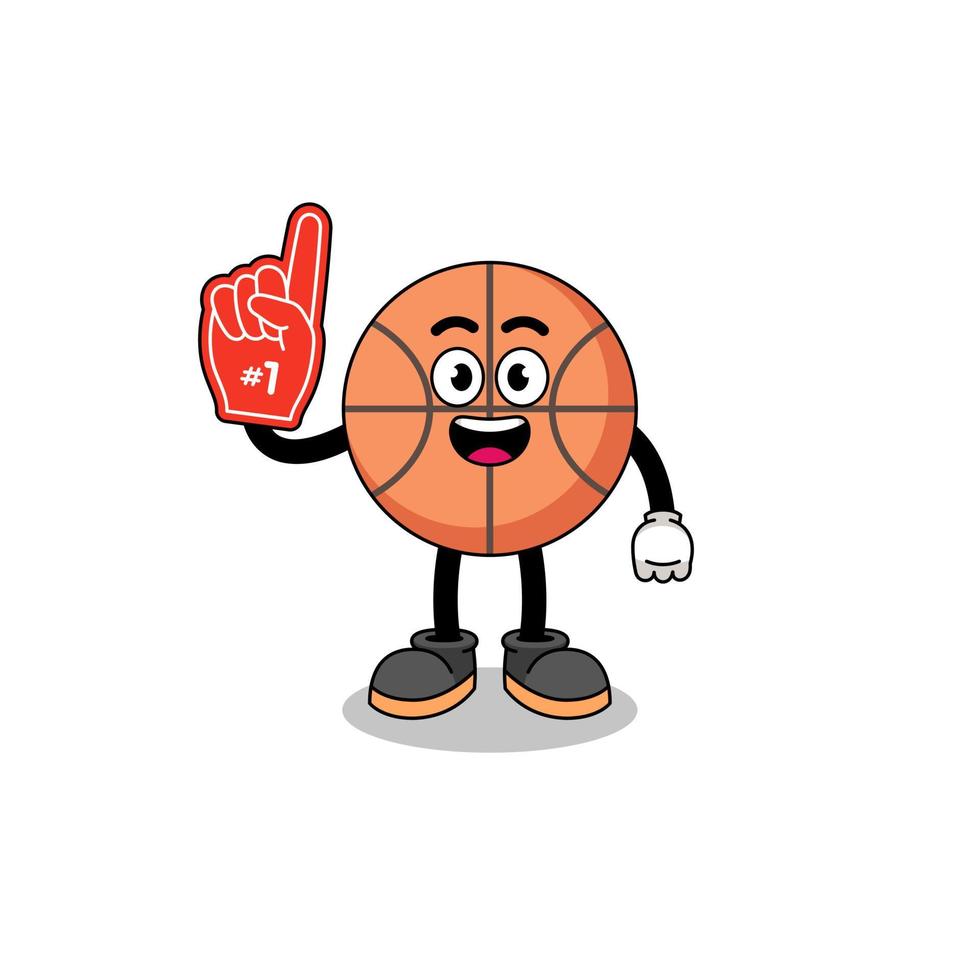 mascotte de dessin animé des fans de basket-ball numéro 1 vecteur