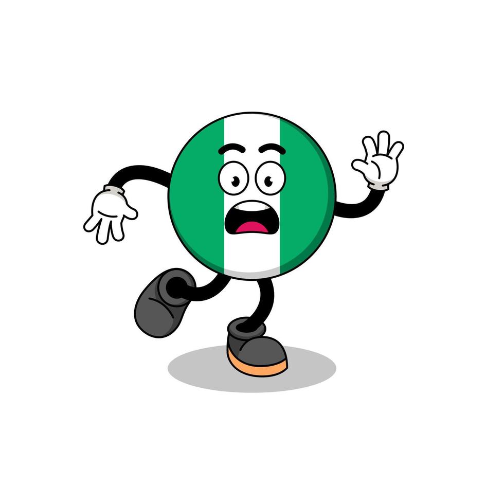 illustration de mascotte de drapeau nigeria glissant vecteur