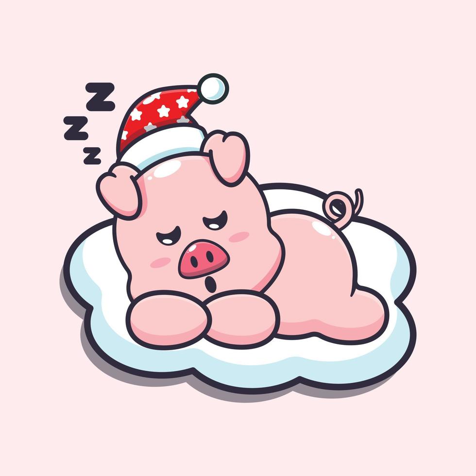 illustration vectorielle de cochon mignon sommeil dessin animé vecteur