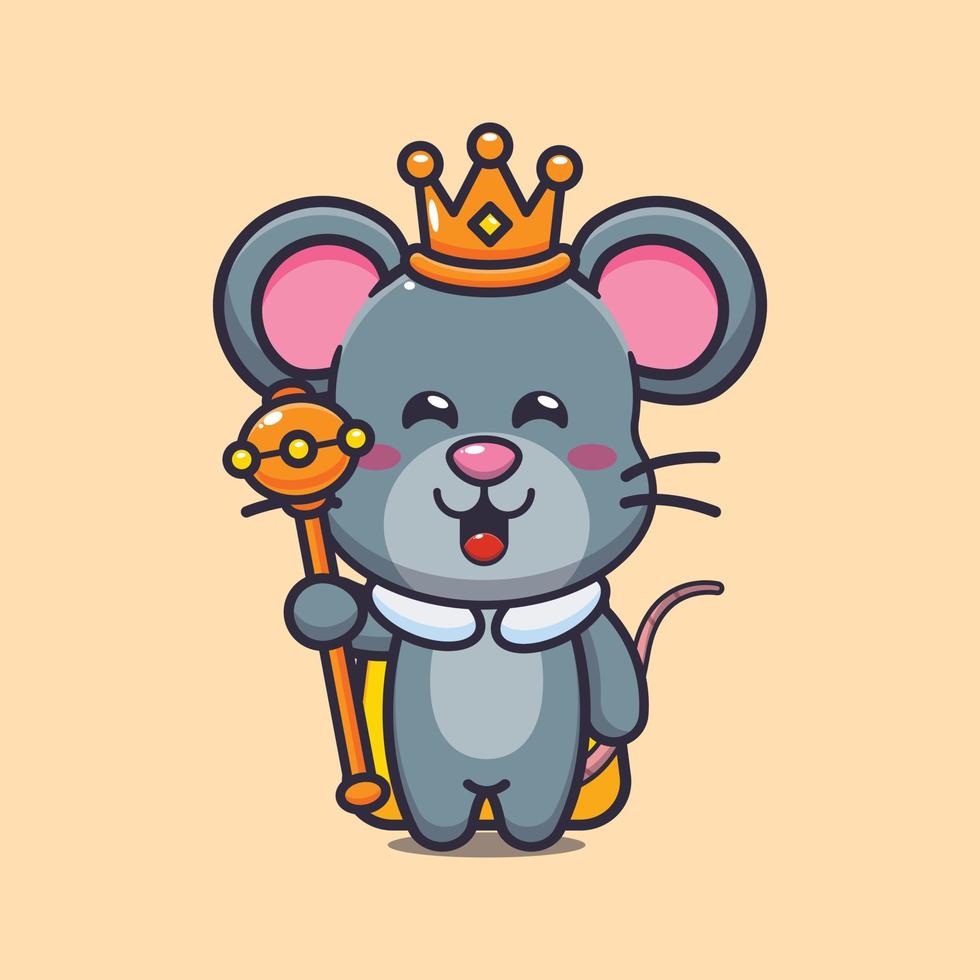 illustration de vecteur de dessin animé mignon roi souris