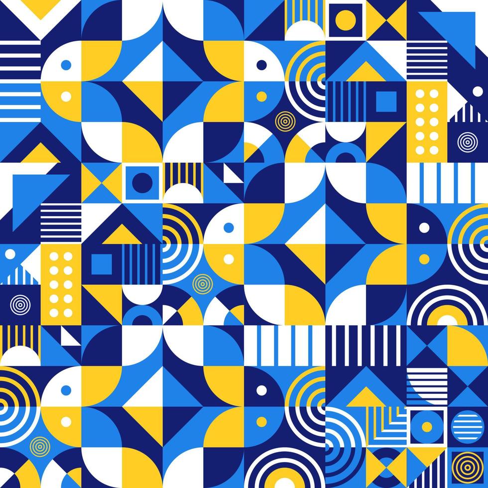 graphique vectoriel de conception de modèle de géométrie avec des couleurs bleu foncé, bleu clair, jaune, violet et blanc. parfait pour le modèle de l'industrie textile