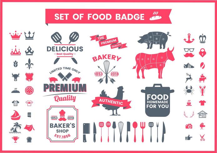 Restaurant Vintage Badges De Cuisine vecteur