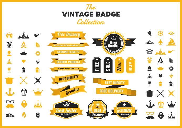 Collection d&#39;insignes vintage dorés vecteur