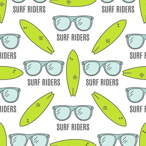 Conception sans couture de l&#39;été avec des lunettes de surf, planches de surf vecteur