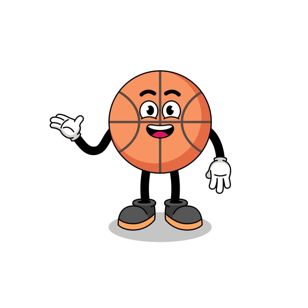 caricature de basket-ball avec pose de bienvenue vecteur