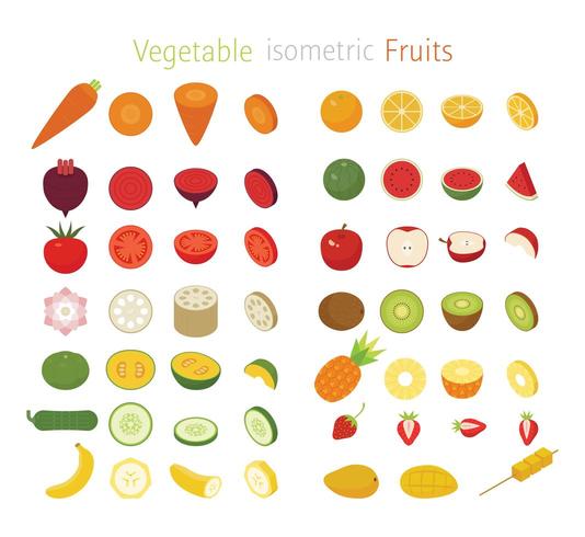 Ensemble de légumes et fruits vecteur