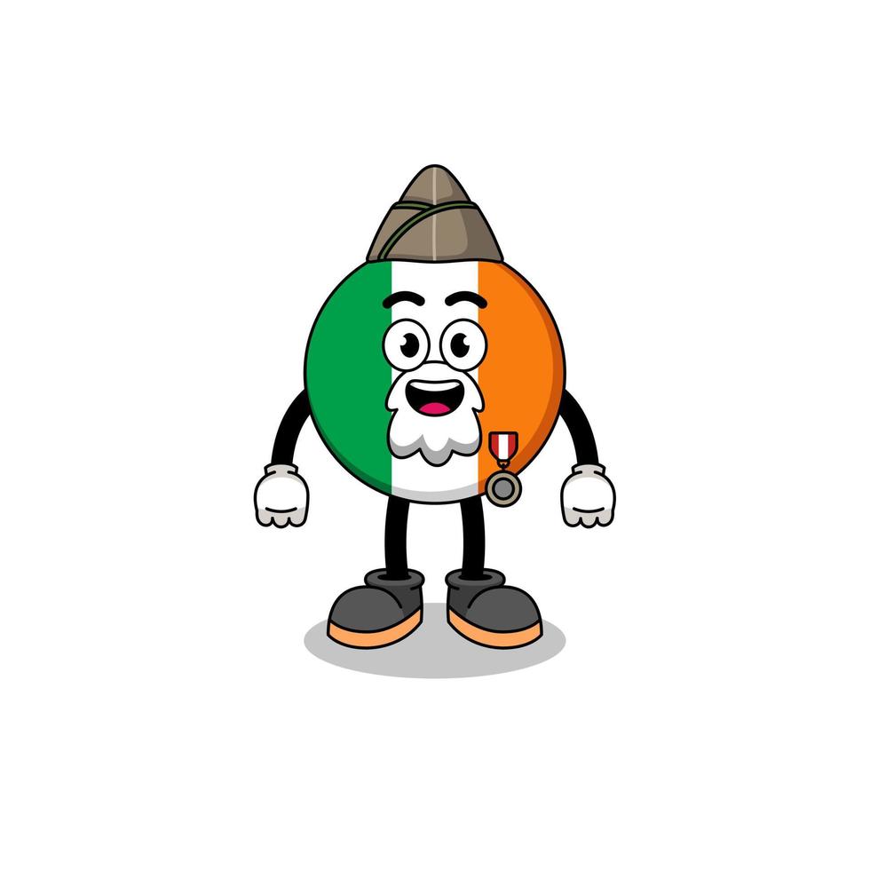 caricature de personnage du drapeau de l'irlande en tant que vétéran vecteur
